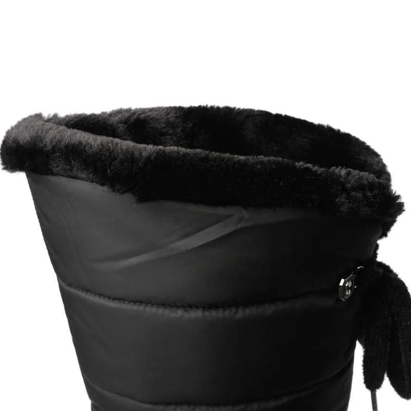 Damskie Buty Zimowe Do Kolan z Podszewką ze Sztucznego Futra