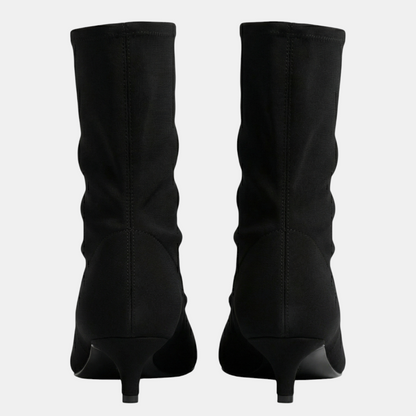 Sock boots - Pointed toe kitten heel-Boots-Loucelia-Black-3-Loucelia