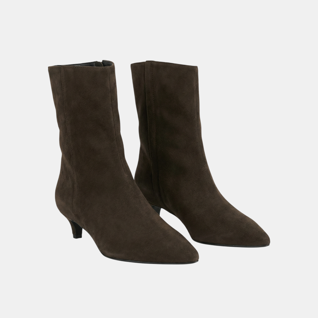 Sock boots - Pointed toe kitten heel-Boots-Loucelia-Brown-3-Loucelia