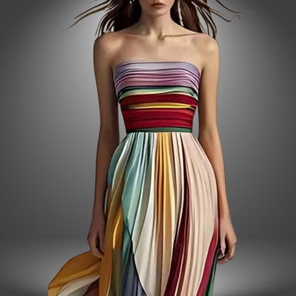 Sofia | Elegant Pleated Strapless Maxi Dress