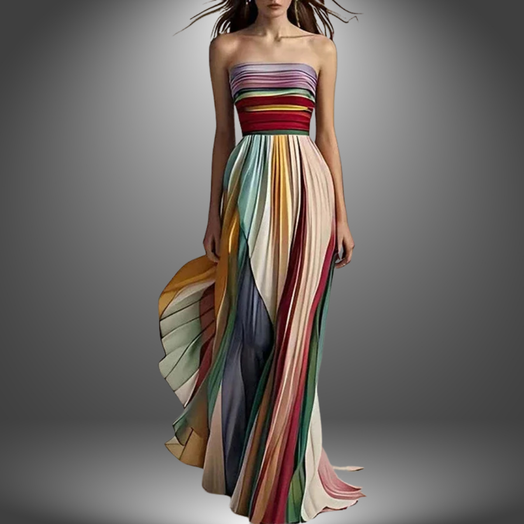 Sofia | Elegant Pleated Strapless Maxi Dress