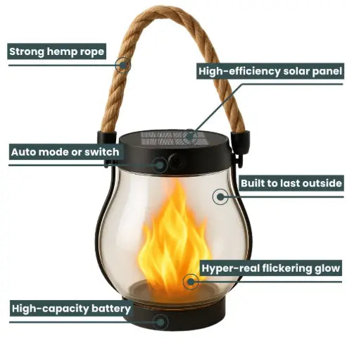 Solar Flame Lantern – Enchanting Glow for Your Outdoors