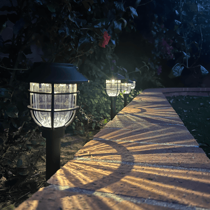 Solar Garden Path Light with Vintage Cage Design