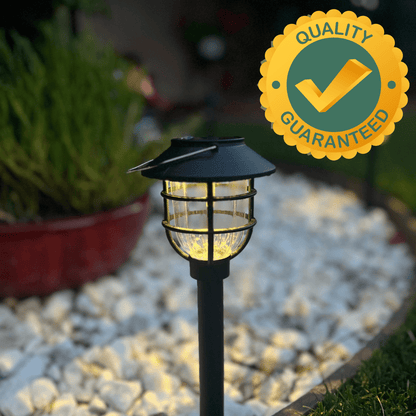 Solar Garden Path Light with Vintage Cage Design