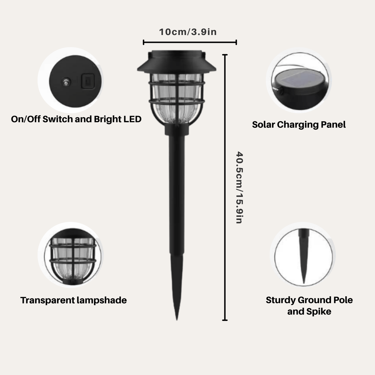 Solar Garden Path Light with Vintage Cage Design