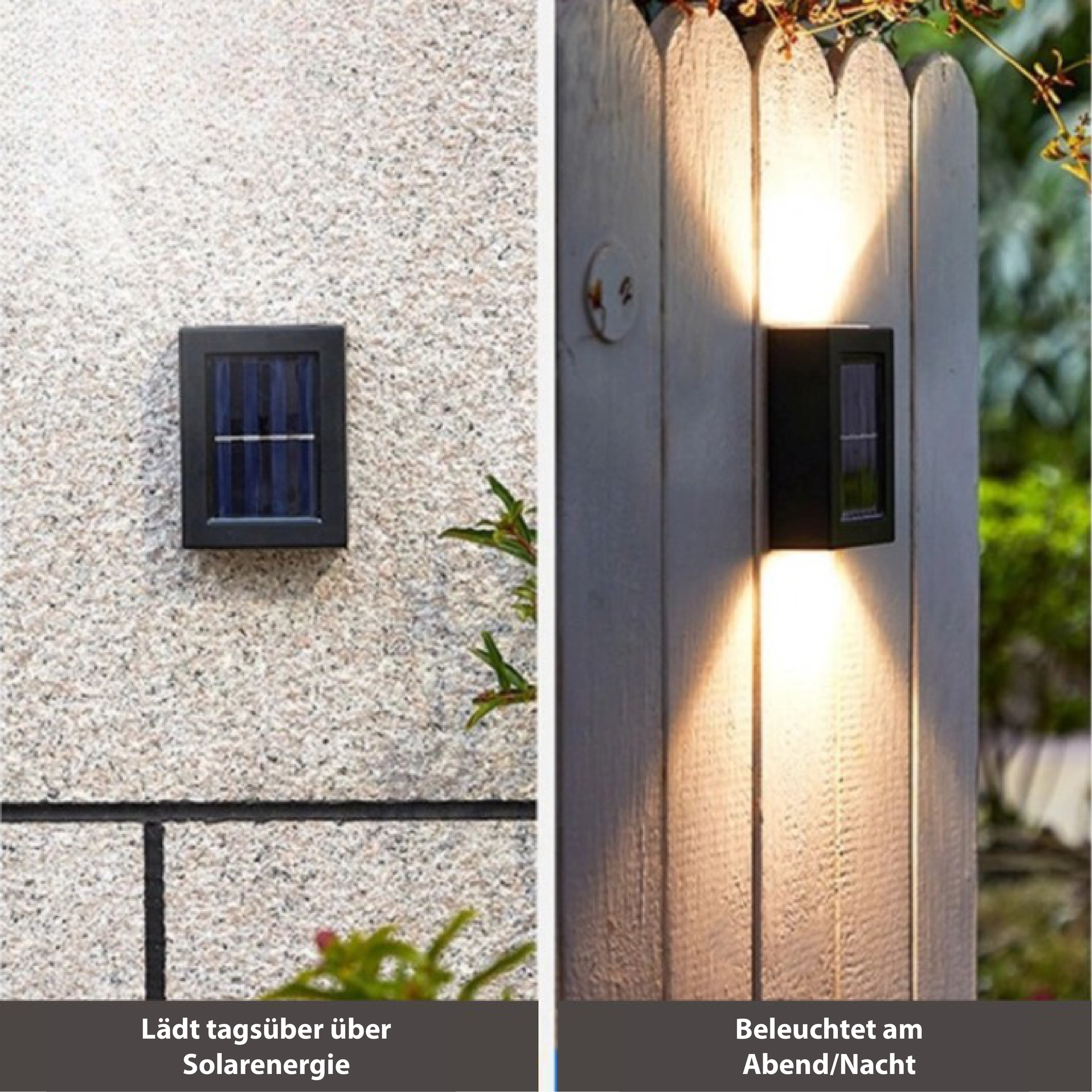 Solar Wandlampen LED Außen | 8h Leuchtdauer | Bewegungsmelder Kabellos | Lumavex