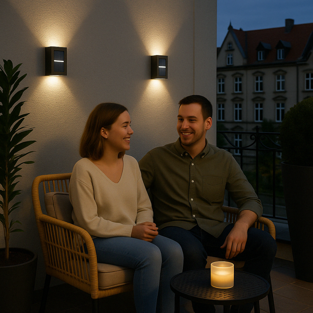 Solar-LED-Wandlampe – Warmes Licht ohne Kabel (4er-Set)