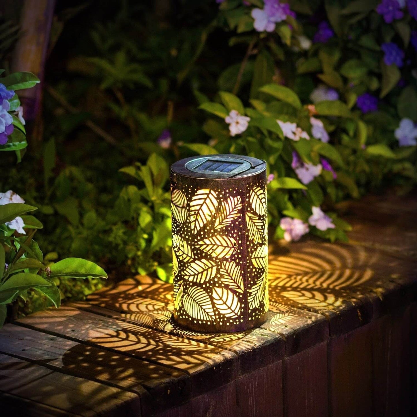 Solar lamp tuin | Zonne energie lamp met bloemen projectie