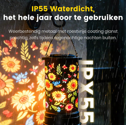 Solar lamp tuin | Zonne energie lamp met bloemen projectie