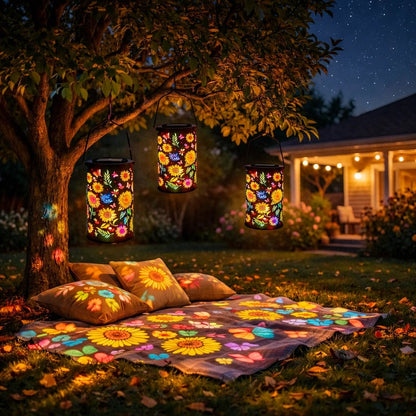 Solar lamp tuin | Zonne energie lamp met bloemen projectie