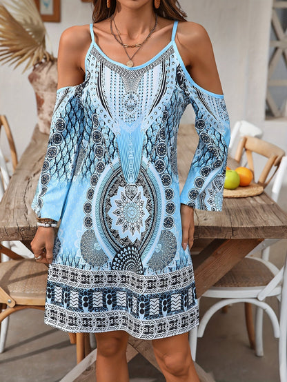 Soleandra Robe Femme – Robe Bohème Mi-Longue Sans Manche à Imprimé Vintage Chic Été