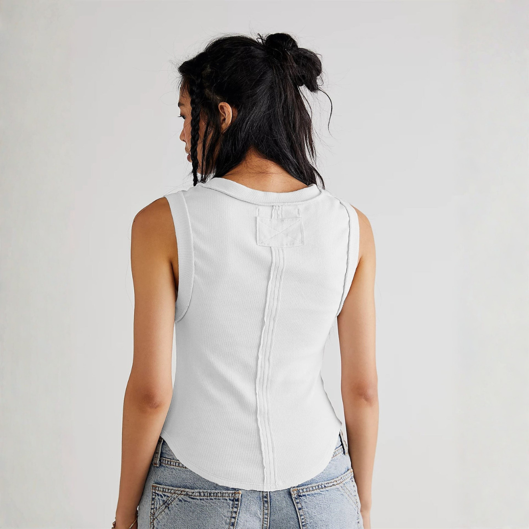 Sophie | Women Crop Top Tank Top Ribbed Texture High Neck Sleeveless Fitted Shape