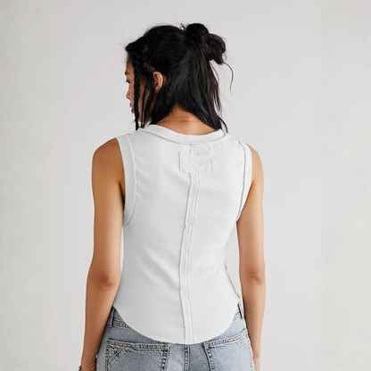 Sophie | Women Crop Top Tank Top Ribbed Texture High Neck Sleeveless Fitted Shape