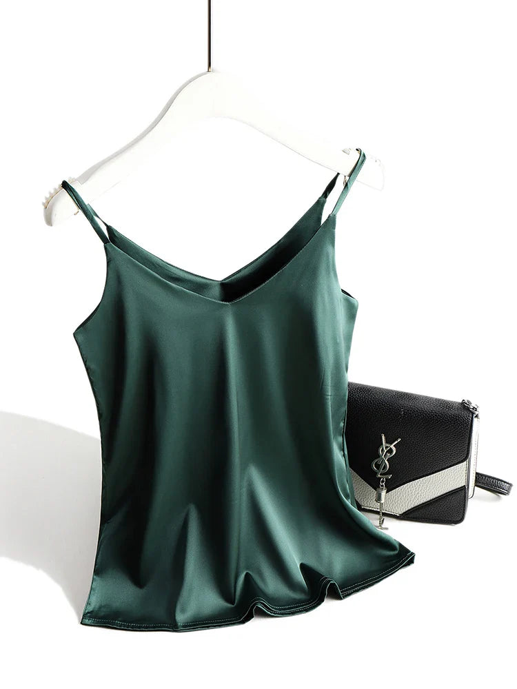 Spaghetti-Träger Top | Damen Satin Cami Oberteil 7