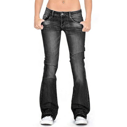 Lovitzo-Mode | Women’s low-rise flared jeans: casual vintage skinny bell-bottom jeans