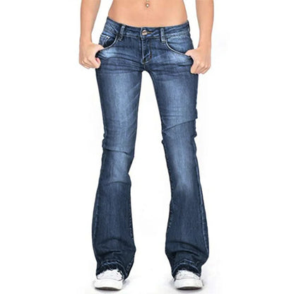Lovitzo-Mode | Women’s low-rise flared jeans: casual vintage skinny bell-bottom jeans