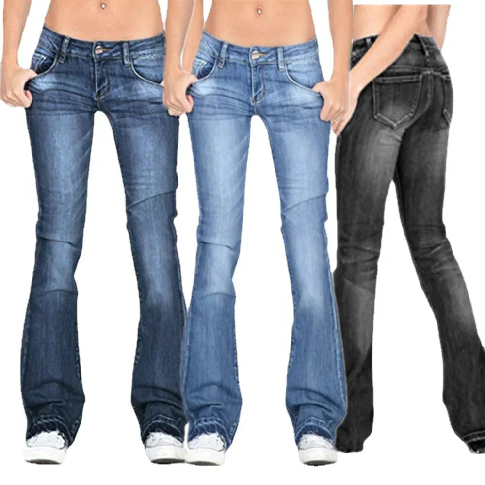 Lovitzo-Mode | Women’s low-rise flared jeans: casual vintage skinny bell-bottom jeans