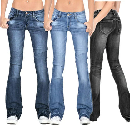 Lovitzo-Mode | Women’s low-rise flared jeans: casual vintage skinny bell-bottom jeans