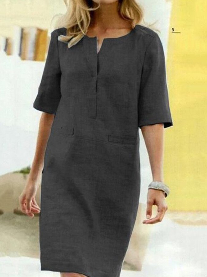 Women's Shift Dress Half Sleeve V-Neck Summer