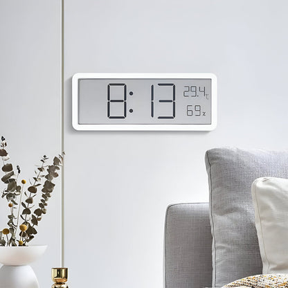 Stilfull LED-Väggklocka med Temperatur- och Fuktighetsmätning – Nutida Heminredning