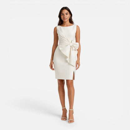 Women’s Sculpted Bow Cocktail Dress – Elegant Slim Fit Formal Dress