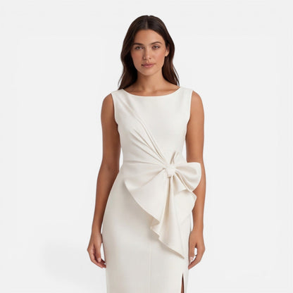 Women’s Sculpted Bow Cocktail Dress – Elegant Slim Fit Formal Dress