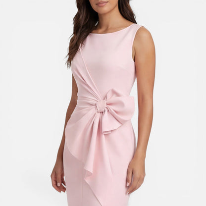 Women’s Sculpted Bow Cocktail Dress – Elegant Slim Fit Formal Dress