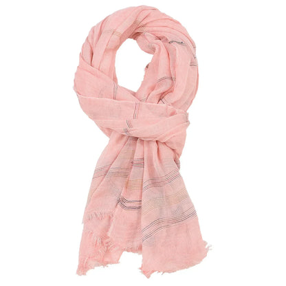 Strixalo - Long Striped Tassel-Trim Shawl Scarf  Cold Weather Layering
