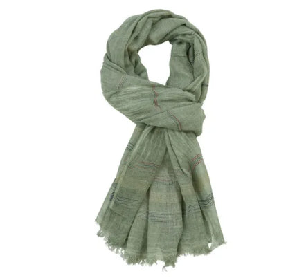 Strixalo - Long Striped Tassel-Trim Shawl Scarf  Cold Weather Layering