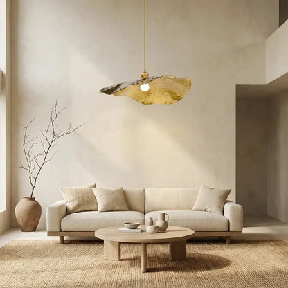 Pendelleuchte Gold, Lotusblatt | Japandi
