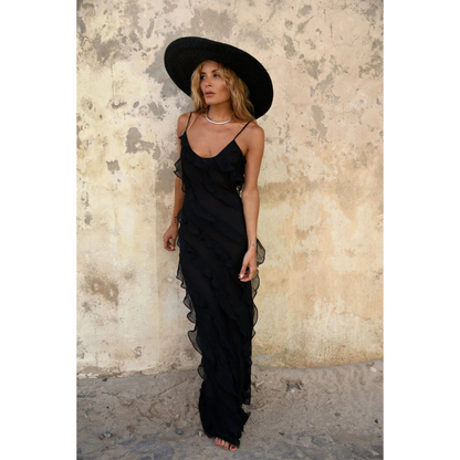 Susana | Women Long Wedding Guest Dress With Lace Bodice And Flowing Skirt | Elegant Style