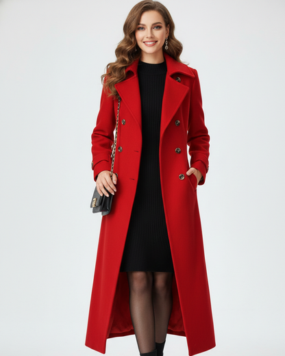 Claire Cappotto Lungo Donna – Collo a Revers, Cintura in Vita e Stile Elegante