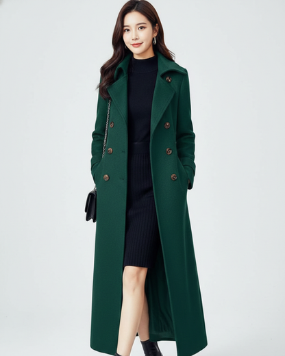 Claire Cappotto Lungo Donna – Collo a Revers, Cintura in Vita e Stile Elegante