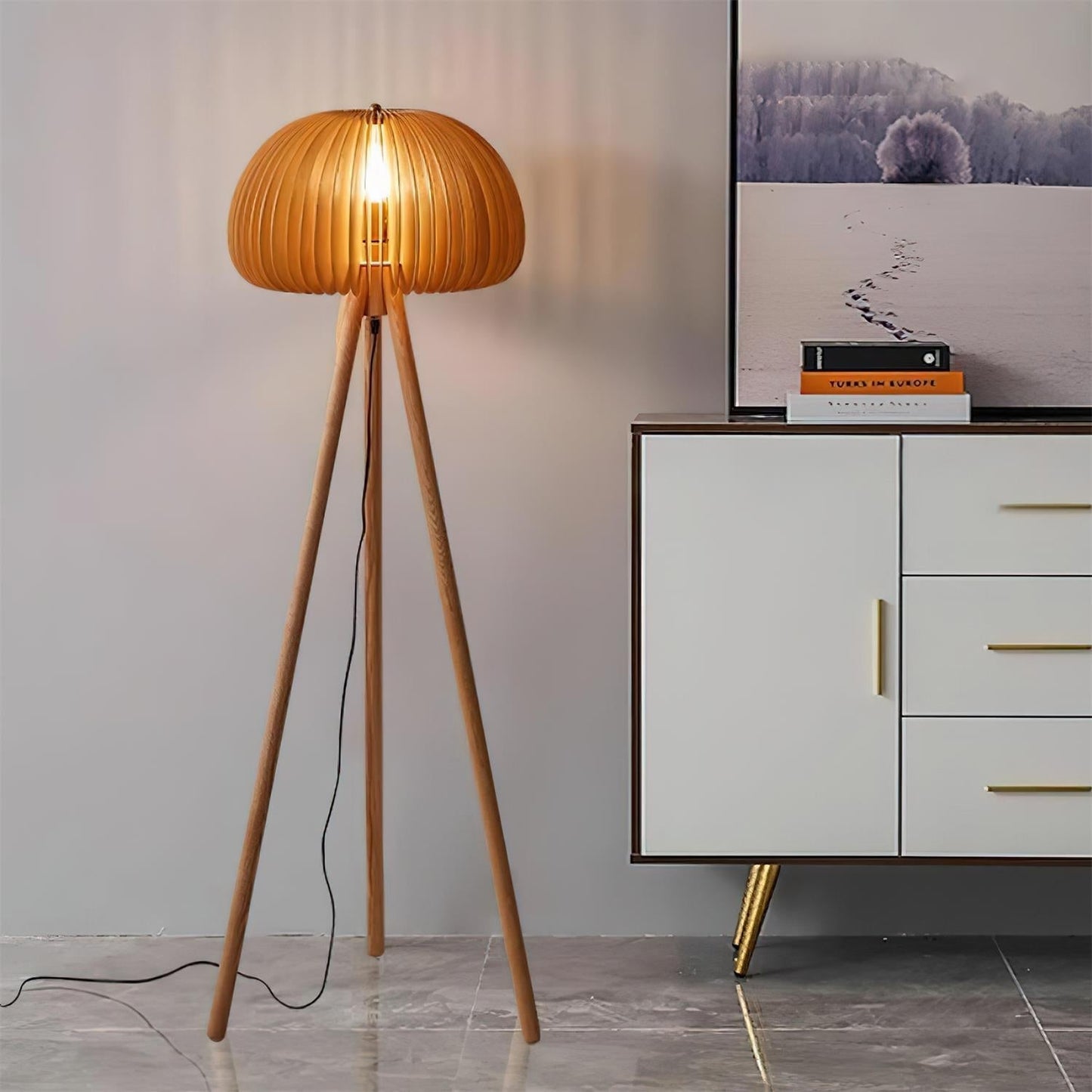 Moderne Holz-LED-Stehlampe