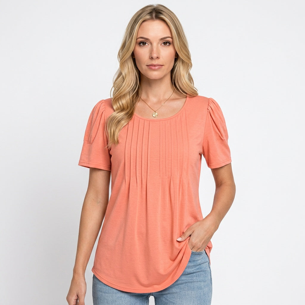 T-shirt dame | Casual t-shirt med rund hals løs pasform