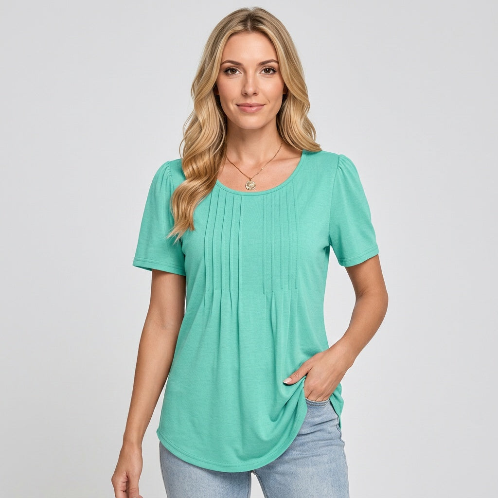 T-shirt dame | Casual t-shirt med rund hals løs pasform
