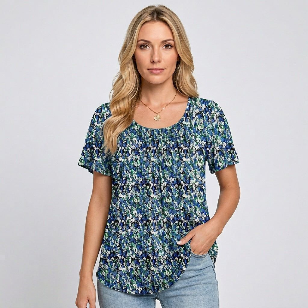 T-shirt dame | Casual t-shirt med rund hals løs pasform