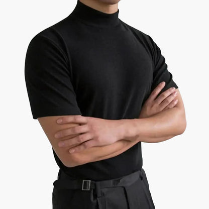 Men's T-shirt with a high neck and short sleeves