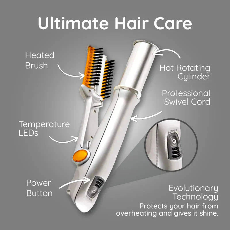 2-in-1 Rotating Hair Brush and Iron for Professional Styling