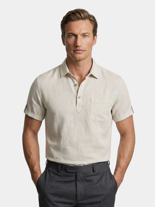 Montaracrest linen shirt featuring a classic design, lightweight fabric, and tailored fit, ideal for casual and smart occasions.