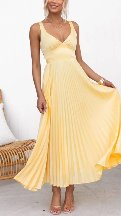 Seraphina | Women’s Pleated V-Neck Maxi Dress | Maxi Dress