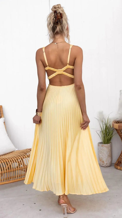 Seraphina | Women’s Pleated V-Neck Maxi Dress | Maxi Dress