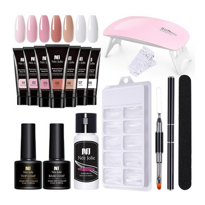 GlamCure – Alt i et Poly neglesæt med UV lampe for langvarige salonresultater