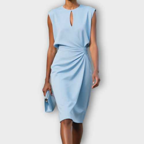 Robe Femme Élégante Sans Manches – Taille Cintrée Midi