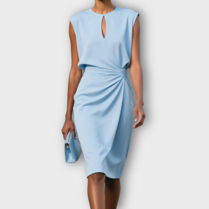 Robe Femme Élégante Sans Manches – Taille Cintrée Midi