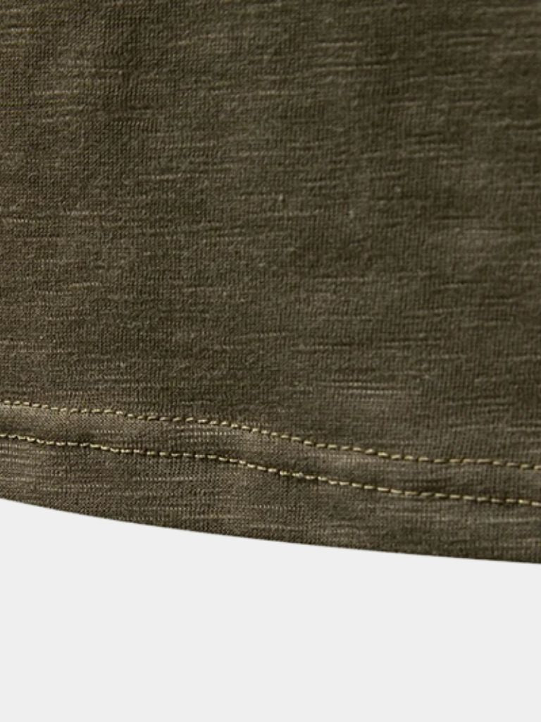 T shirt heren | Henley shirt met lange mouw en knopen