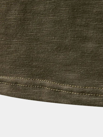 T shirt heren | Henley shirt met lange mouw en knopen