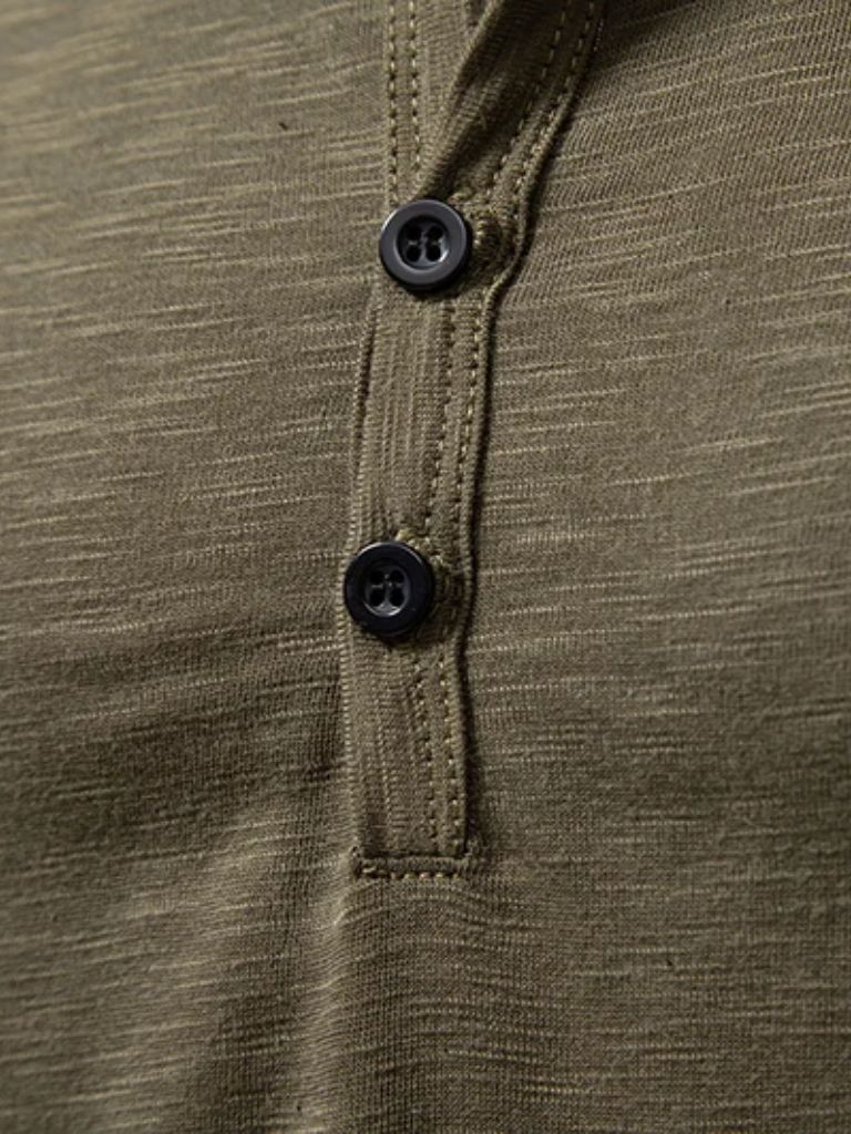 T shirt heren | Henley shirt met lange mouw en knopen