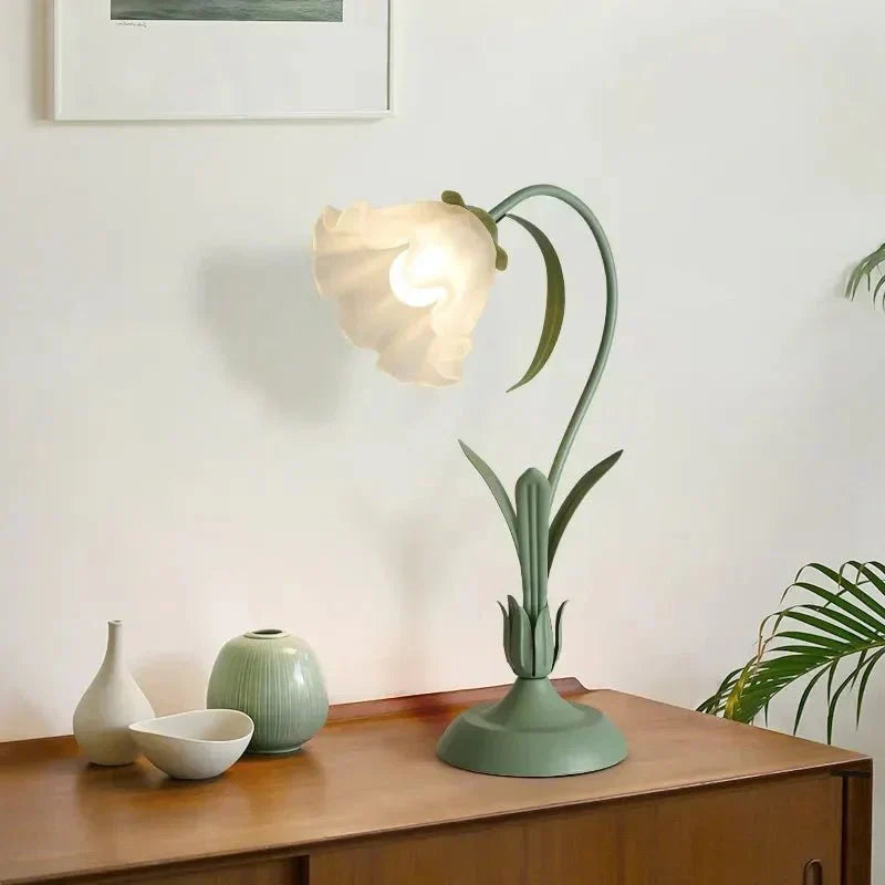 Table Lamp French Flower Metal Base Vintage Style | Flarune