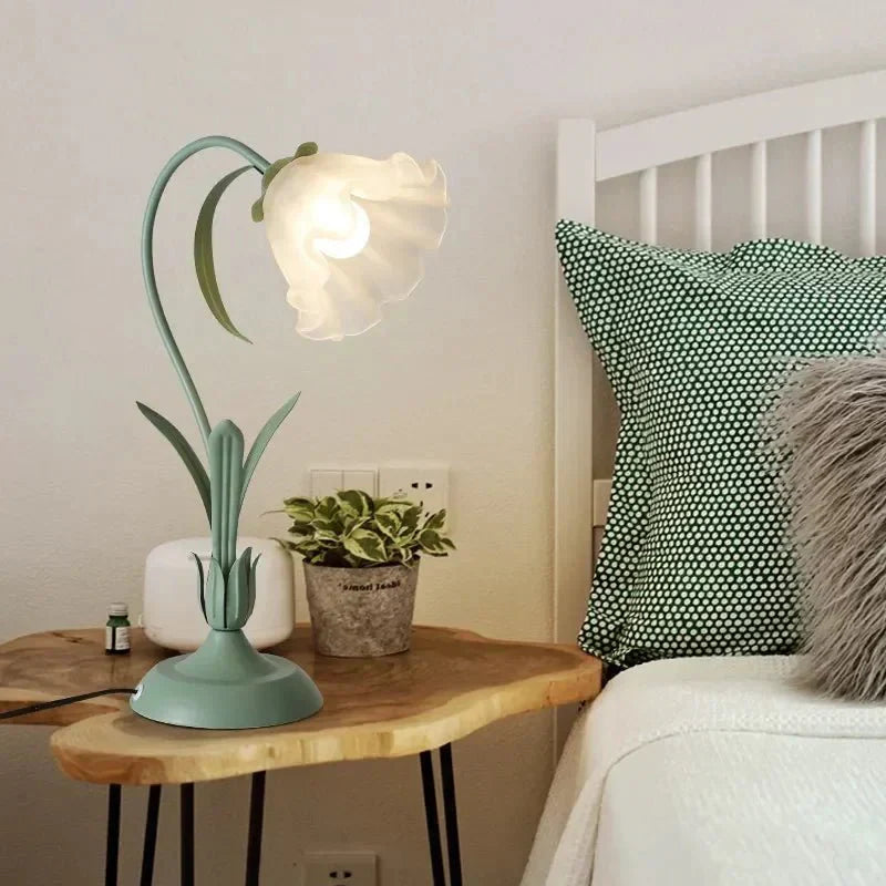 Table Lamp French Flower Metal Base Vintage Style | Flarune